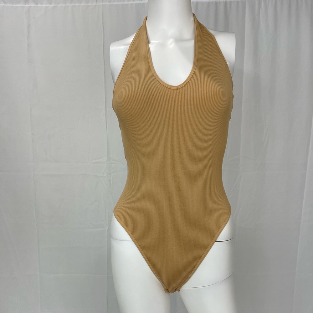 Tan Bodysuit. Ribbed.
